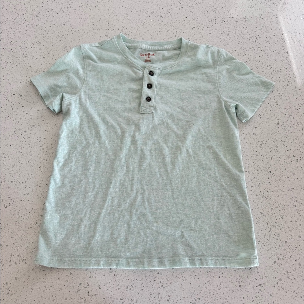 Cat & Jack Light Green Short Sleeve Henley